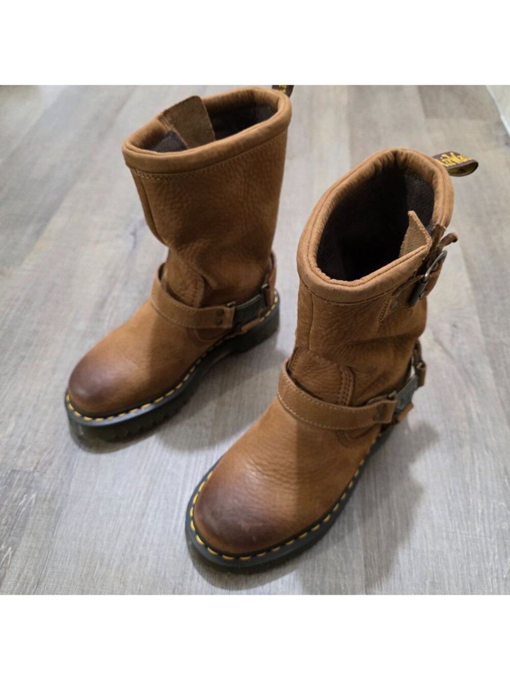 Dr. Martens Anistone Hi Tan Leather Harness Boot Women 7 Men 6 New No Box